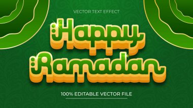 Ramazan Kareem 3d metin efekti ve düzenlenebilir metin efekti yeşil renk biçimi