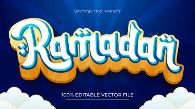 Ramazan Düzenlenebilir Metin Efekti Modern Mavi Biçimli Kabartma