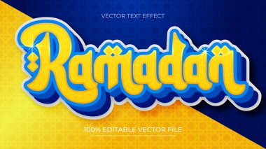 Turuncu arka planda İslami Biçim içeren Ramazan altın metin efekti vektörü