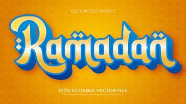 Düzenlenebilir 3D turuncu ve mavi metin efekti Ramazan Kareem satışı