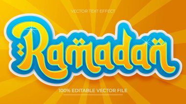 Düzenlenebilir 3D turuncu ve mavi metin efekti Ramazan Kareem satışı