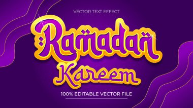 Mor zemin üzerinde İslami Biçim olan Ramazan altın metin efekti vektörü
