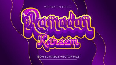 Mor zemin üzerinde İslami Biçim olan Ramazan altın metin efekti vektörü