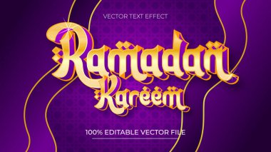Düzenlenebilir 3D altın rengi metin efekti Ramazan Kareem 'in İslami arka planda satışı
