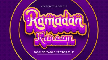 Düzenlenebilir 3D altın rengi metin efekti Ramazan Kareem 'in İslami arka planda satışı