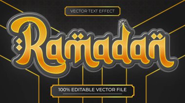 Ramazan Kareem altın ve siyah parlak 3D düzenlenebilir metin efekti
