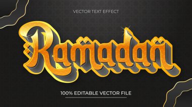 Ramazan Kareem altın ve siyah parlak 3D düzenlenebilir metin efekti