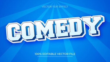 Mavi renk temalı 3B Kalın Komedi Düzenlenebilir Metin Efekti