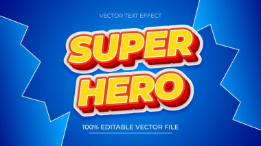Süper Kahraman 3B Düzenlenebilir Metin Efekti Biçimi sarı ve kırmızı renkler