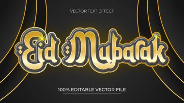 Bayram Mübarek metin efekti düzenlenebilir lüks siyah ve altın rengi