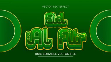 Kurban Bayramı 3d metin efekti şablonu tasarımı yeşil ve altın temalı