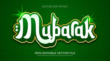 Bayram Mübarek Düzenlenebilir Metin Efekti Kabartma Lüks Altın ve Yeşil Renk Biçimi