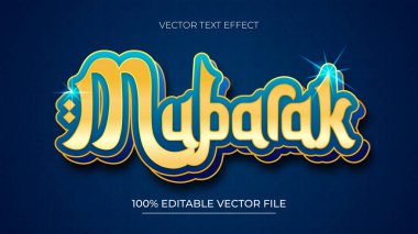 Mavi ve altın renkli düzenlenebilir Mübarek yazı efekti