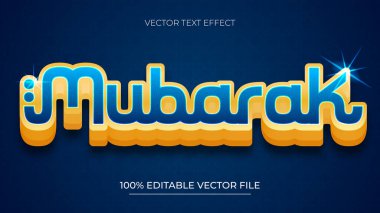 Mavi ve altın renkli düzenlenebilir Mübarek yazı efekti