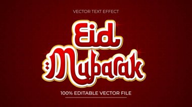 Bayram Mübarek metin efekti düzenlenebilir modern Altın ve Kırmızı metin biçimi