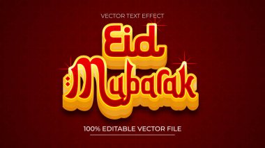 Mübarek Mübarek Lüks 3B Düzenlenebilir Metin Biçimi Altın ve Kırmızı Tema Efekti