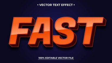 Koyu Mavi Arkaplan üzerinde 3B Vektör Biçimli Turuncu FAST Metin Efekti