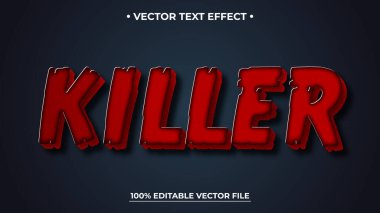Beyaz ana hatlı kırmızı öldürücü metin efekti, vektör düzenlenebilir dosya, kalın ve etkili, grafik tasarım projeleri için uygun.
