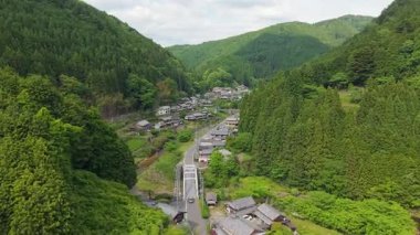 Dağ 'ın Manzarası Büçi Sasaba 'da Yeşil Çay Tarlaları olan Fuji, Shizuoka Japon Hava Sahası