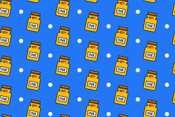 Mürekkep şişeleri ve noktalar deseni, kırtasiye tasarımı için uygun, sanat malzemeleri ambalajlama, ve çeşitli projeler için yaratıcı arka plan.