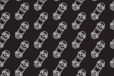 Kaykay ters takla çizgisi. Siyah arka planda pürüzsüz çizgiler. Kaykay sporu ve paten parçaları mağazası ürünleri için retro kaykay kaykayı kabartma kalıbı arka planı