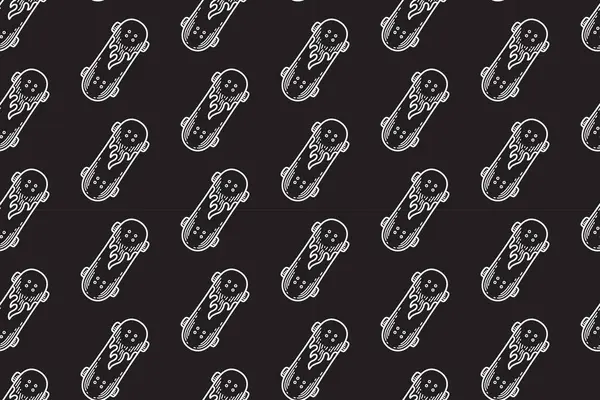 Ateş motifli kaykay. Siyah arka planda kusursuz çizgiler. Kaykay sporu ve paten parçaları mağazası ürünleri için alev işlemeli kaykay.