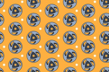 Yıldız izole edilmiş duvar kağıtlı ağırlık levhası. Ağırlık plakaları renkli karalama desenli arka plan. Sarı arka planda düz bir plaka izi var. Fitness, spor salonu, halter ürünleri