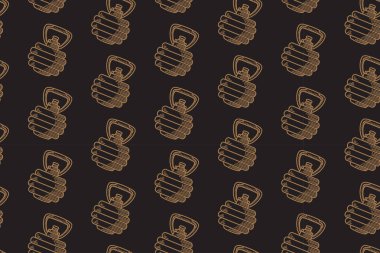 Kettlebell çizgisi siyah arkaplanda kusursuz desen. Kettlebell kabartma desenli arka plan. Demir top kuluçkaya yatma motifi duvar kağıdı eğitiyorum. Fitness, spor salonu, halter ürünleri