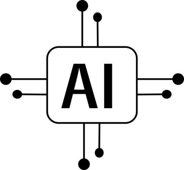 Yapay zeka vektör simgesi, dijital bağlantıları olan yapay zeka çekirdek çipi