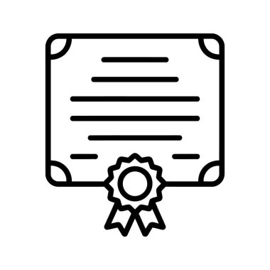 Bir diplomanın ana hatları, beyaz bir arkaplan üzerinde tasarımı tasvir eden, dikdörtgen içindeki basit çizgi desenleriyle ortalanmış süslü bir mühür içerir..