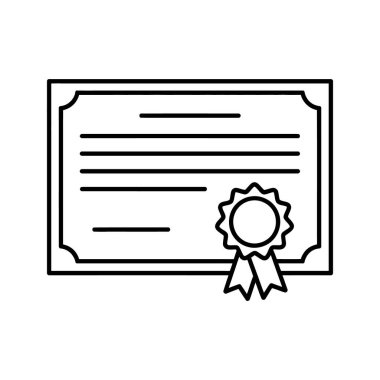 Bu resim bir diplomanın taslak çizimini gösterir; düz çizgiler, dekoratif bir mühür eşliğinde iç çizgileri metni taklit eden dikdörtgen şeklinde bir şekil oluşturur. Beyaz arkaplanda sunuldu.