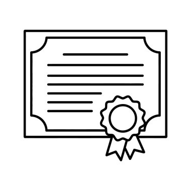 Beyaz zemin üzerindeki başarı ve diploma sertifikası rozetini gösteren taslak tarzı belgesi, beyaz arkaplanda bulunan başarı ve resmi tanınma anlamına gelir.