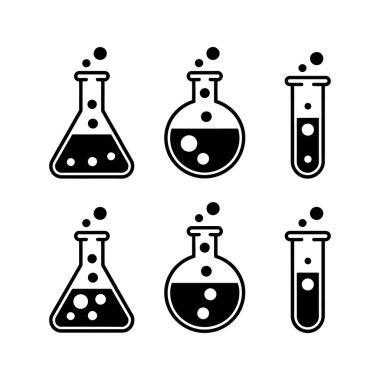 Her biri baloncuklu koyu bir sıvı içeren altı siyah deney tüpü ve test tüpü gösteriliyor ve hepsi beyaz arka planda kabarcıklar çıkıyor..