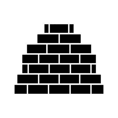 Beyaz arkaplana karşı piramit yapısı oluşturmak için siyah tuğlalı bir duvar düzenlendi. Bu illüstrasyon basit ama etkili bir tasarımda net tuğla yapısını gösterir..