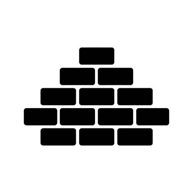 Siyah tuğlalar, çeşitli projelerde kullanılmaya hazır beyaz bir zemin üzerinde inşaat veya binayı gösteren ikonik bir duvar sembolü oluşturarak düzenli bir şekilde düzenlenmiştir..