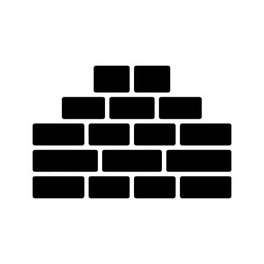 Basit bir ikon çizimi sağlam bir siyah tuğla duvar gösteriyor. Beyaz arkaplana yerleştirilmiş yapılandırılmış tuğlalardan oluşan kompakt bir bariyer sergiler.