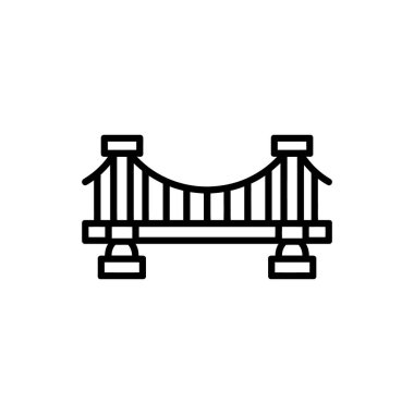 Beyaz arkaplana karşı basit, simetrik bir tasarım sunan siyah ana hatlı köprü simgesi, temiz ve minimalist bir grafik sembolü sergiliyor.