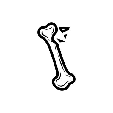 Kırık bir kemiğin siyah çizgisi beyaz zemin üzerinde izole edilir ve tamamen sağlıkla ilgili tasarım veya projeler için kullanışlı bir grafik sunumu sağlar.