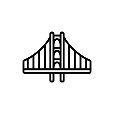 Simgesel siyah çizgi, temiz beyaz arka plan üzerinde parlak ve tanınabilir bir tasarım unsuru sunan ikonik altın kapı köprüsünü gösteriyor..