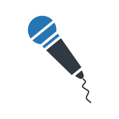 Şık bir ses ekipmanı sunan ikonun mavi kafası ve parlak siyah vücudu basit ama etkili bir görüntü sunuyor. Beyaz arkaplanda oluşturuldu.