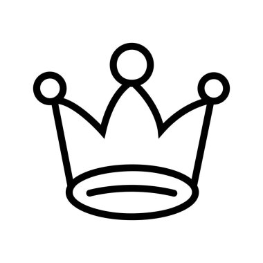 Bu, klasik bir tacın, basit şekli, yuvarlak noktaları ve beyaz arkaplandaki zarif, katı bir çizgi sanatı ile tanımlanan minimalist siyah ana hatlarını gösterir..