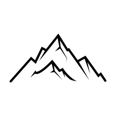 Black silhouette showcases the mountain peak against a bright white background in graphic form, suitable for icons, logos, or emblems due to its simplicity.