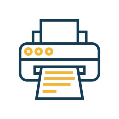 Blue printer icon displays a document with horizontal lines being ejected, all set against a clean white backdrop creating a clear and focused impression.