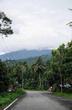 Tepe arkaplanlı güzel yol manzarası.