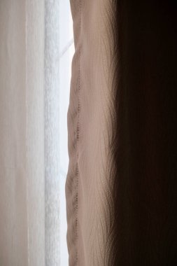 Evde perde dokusunun yakın plan görüntüsü