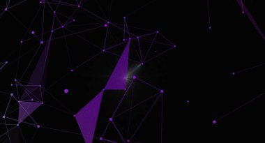 Parlak bağlantı noktaları olan soyut mor çokgen ağ arkaplanı. Bilim, teknoloji ya da gelecek tasarım projeleri için idealdir. Minimalist tasarım modern ve sofistike bir görünüm yaratır..