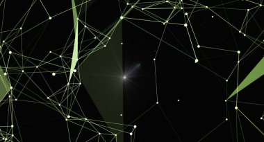 Noktaları ve çizgileri birleştiren soyut teknolojik arka plan. Ağ bağlantısı yapısı. Dijital veri görselleştirme. Karanlık zemin ile yüksek teknoloji konsepti. 3 Boyutlu Hazırlama.