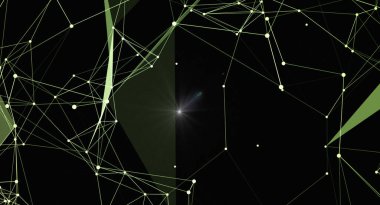 Koyu bir arkaplanda parlayan ışıkla bir ağ bağlantısının soyut çizimi. Verileri, teknolojiyi, iletişimi ve geleceksel kavramları temsil eder. Bilimle, internetle ya da yapay olarak ilişkili arka plan ya da dijital tasarımlar için mükemmel