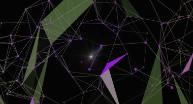 Parlak bağlantıları olan soyut pleksus arkaplanı. Geometrik ve geleceksel bir tasarım oluşturan çizgiler ve noktalardan oluşan bir ağ. Teknoloji, bilim veya dijital kavramlar için mükemmel..