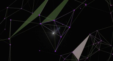 Noktaları ve çizgileri birleştiren soyut geometrik arkaplan. Fütürist teknoloji tasarımı. Ağ bağlantıları kavramı. Dijital arkaplan, bilim illüstrasyonu veya modern duvar kağıdı için kullanılabilir. 